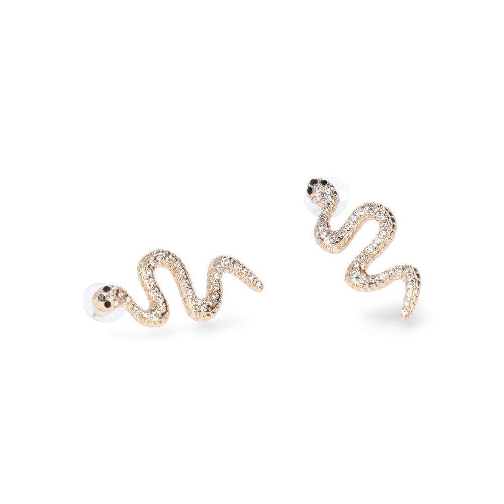 Women’s Gold Shimmering Snake Earrings *New In Box*